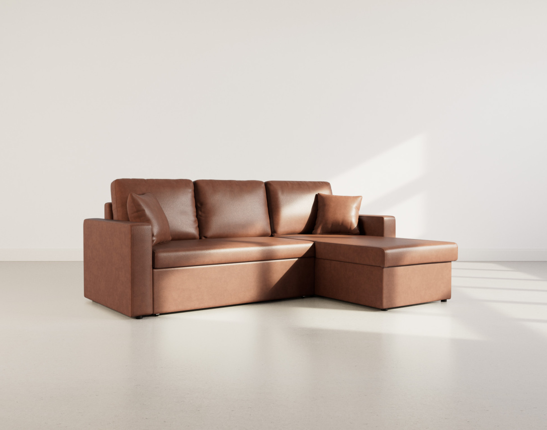 Canapé d'angle réversible 4 places convertible avec coffre en simili Cyrus