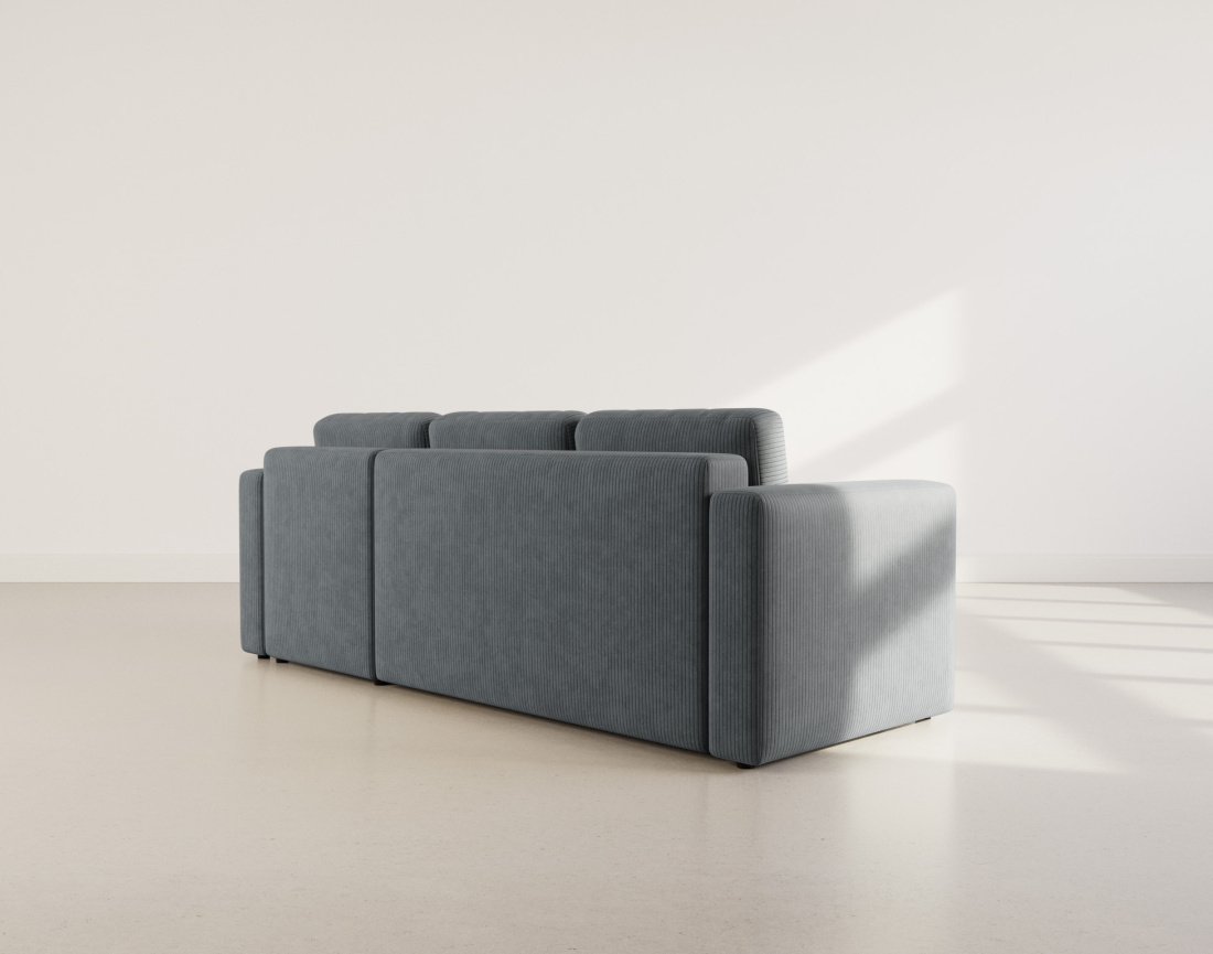 Canapé d'angle réversible 4 places convertible avec coffre en velours côtelé Canopy