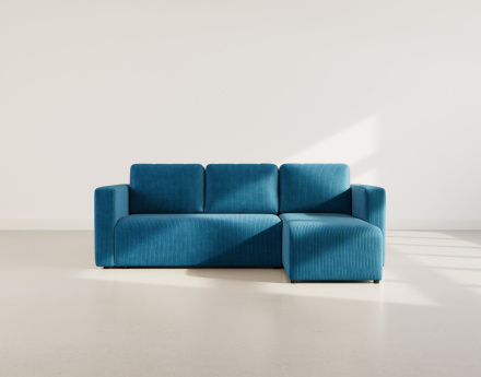 Canapé d'angle réversible 4 places convertible avec coffre en velours côtelé Canopy