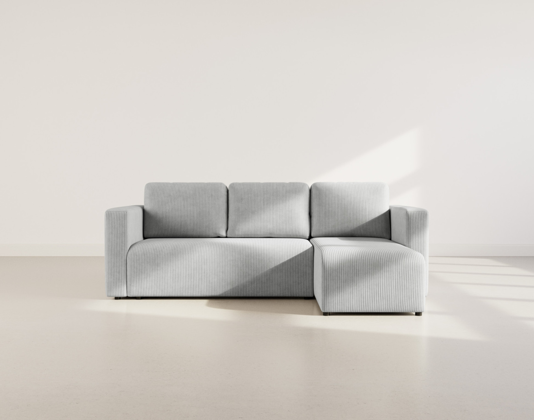 Canapé d'angle réversible 4 places convertible avec coffre en velours côtelé Canopy