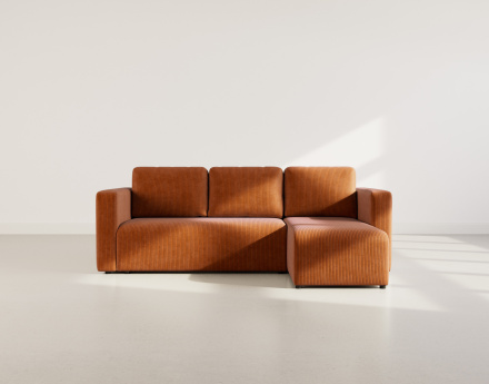 Canapé d'angle réversible 4 places convertible avec coffre en velours côtelé Canopy