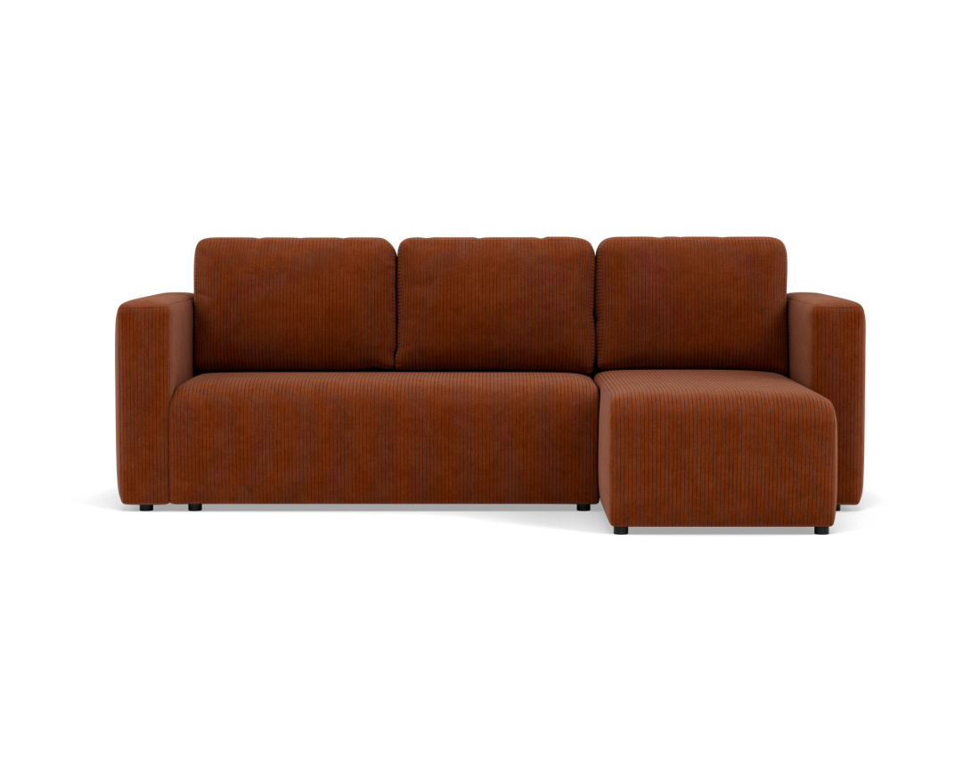 Canapé d'angle réversible 4 places convertible avec coffre en velours côtelé Canopy