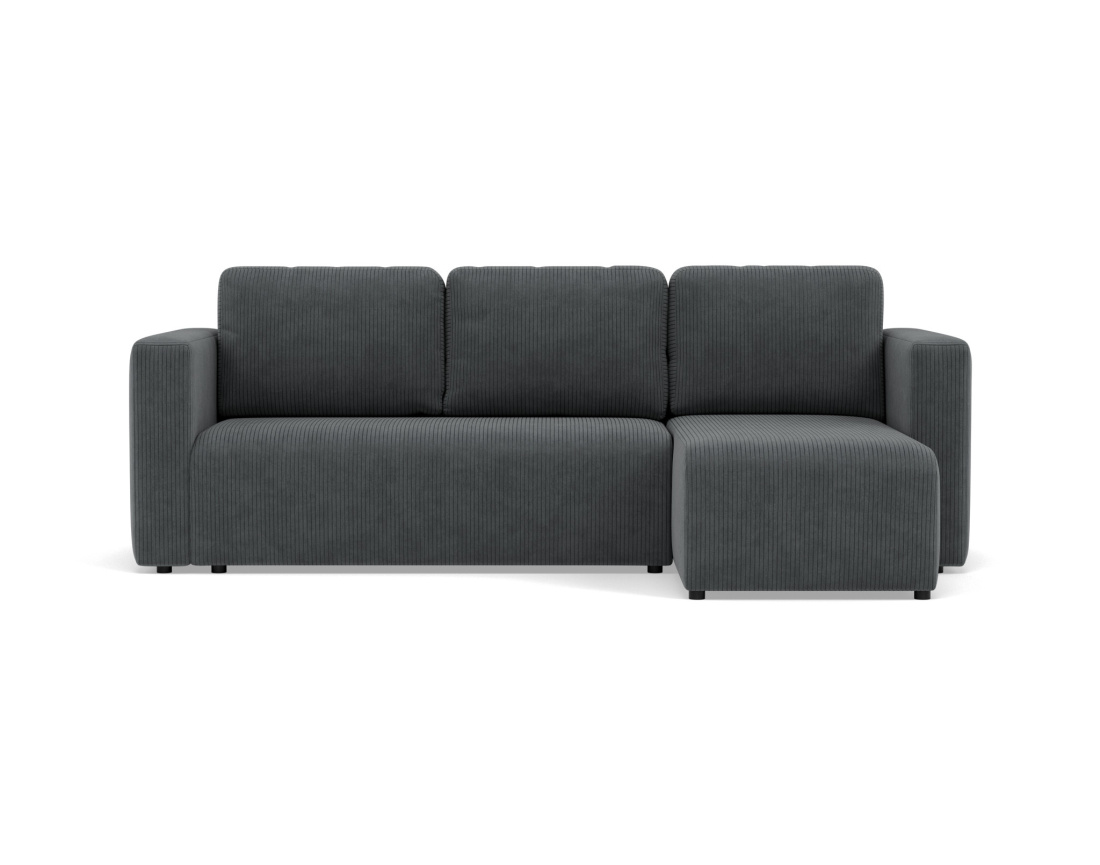 Canapé d'angle réversible 4 places convertible avec coffre en velours côtelé Canopy