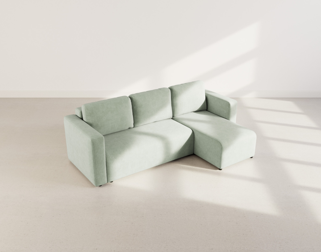 Canapé d'angle réversible 4 places convertible avec coffre en velours côtelé Canopy