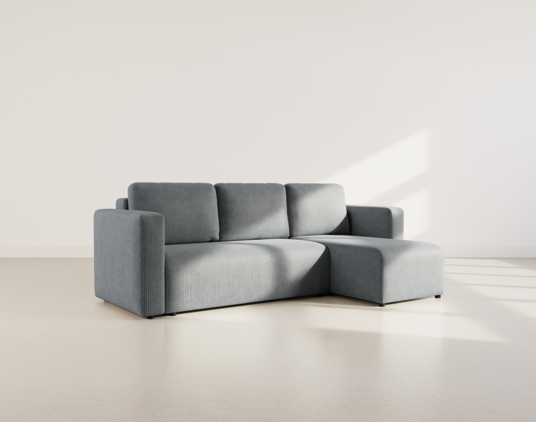 Canapé d'angle réversible 4 places convertible avec coffre en velours côtelé Canopy