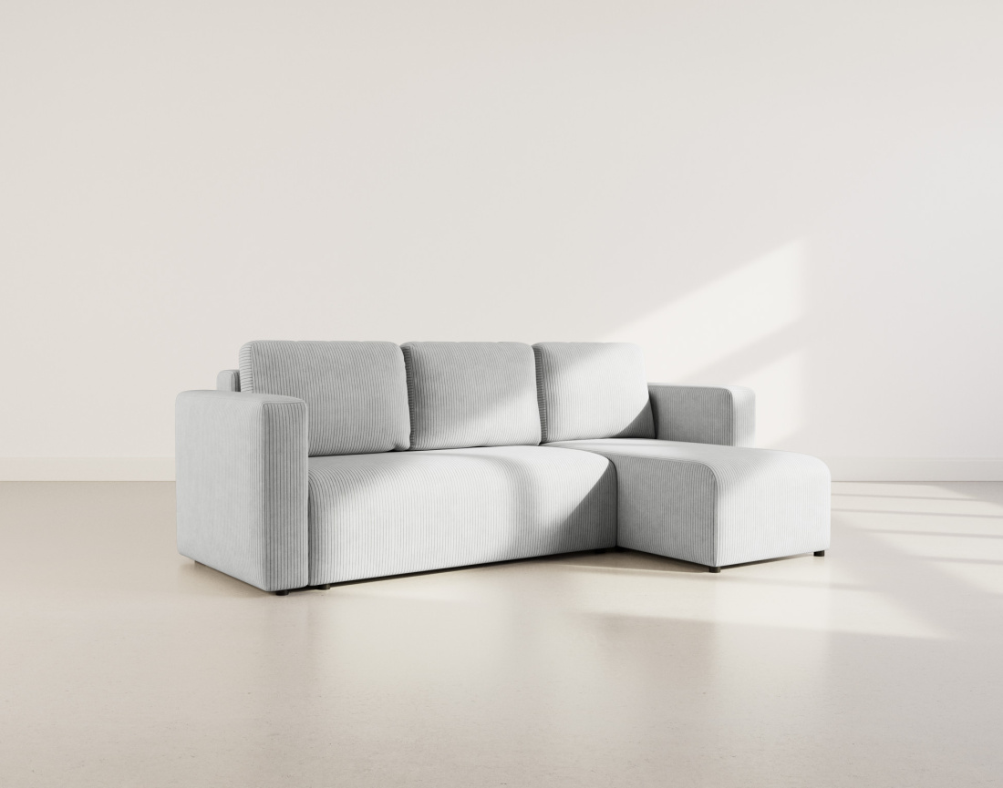 Canapé d'angle réversible 4 places convertible avec coffre en velours côtelé Canopy