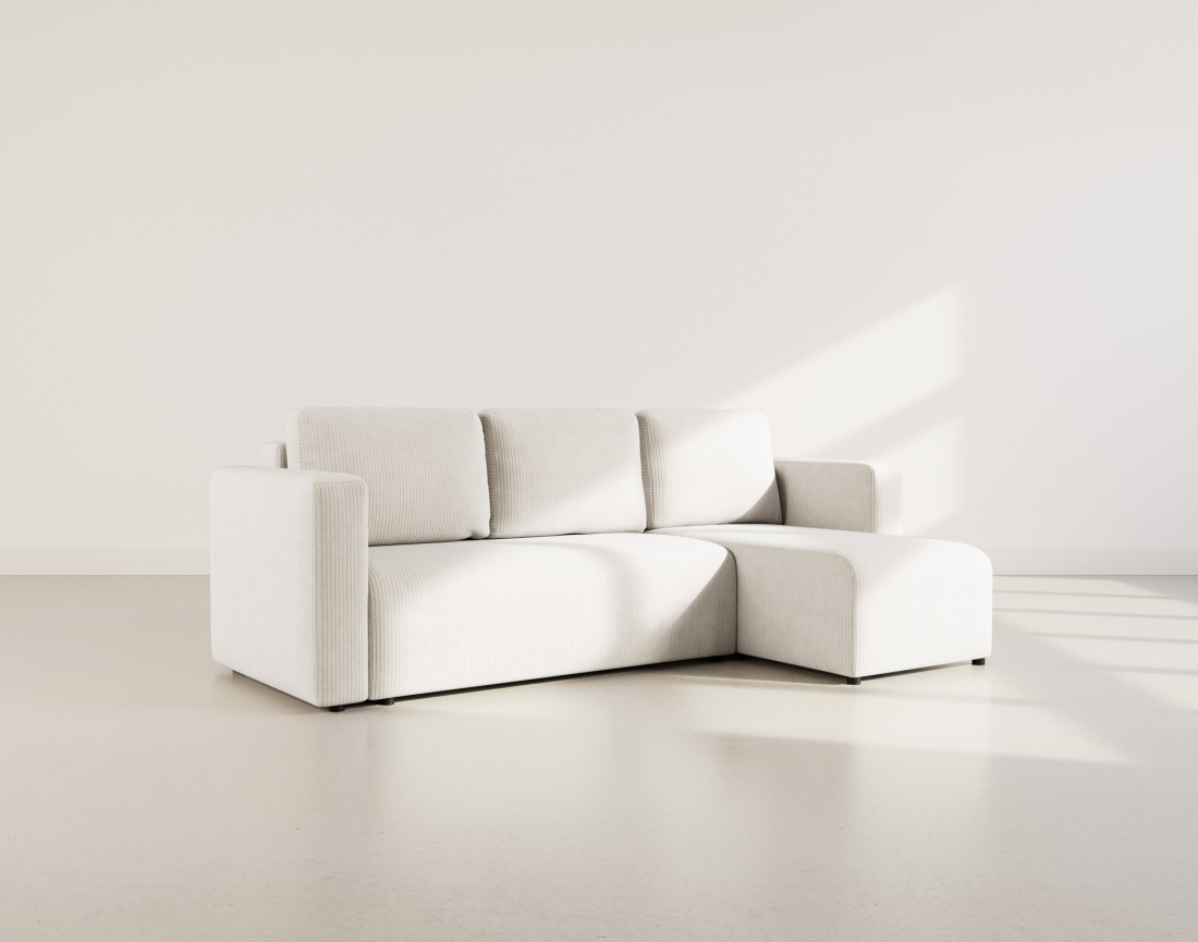 Canapé d'angle réversible 4 places convertible avec coffre en velours côtelé Canopy