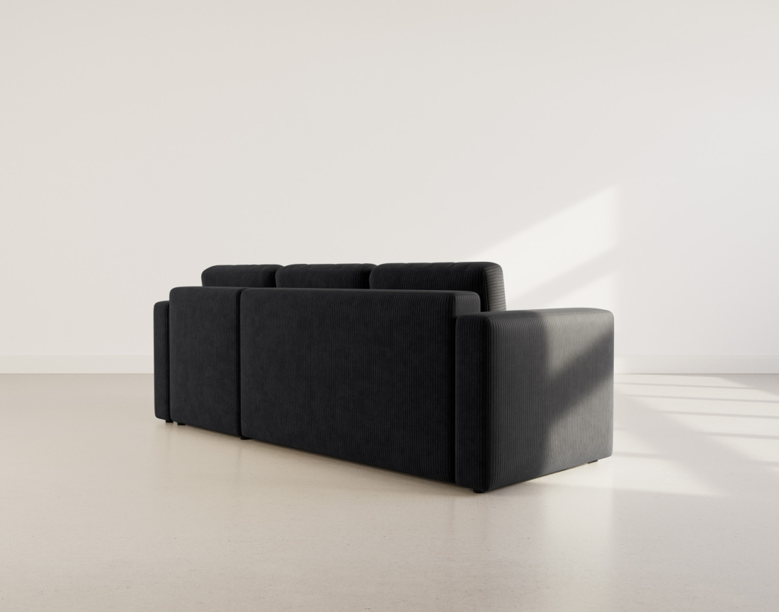 Canapé d'angle réversible 4 places convertible avec coffre en velours côtelé Canopy