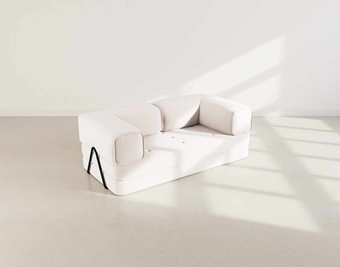 Canapé 3 places convertible en velours côtelé Poppy