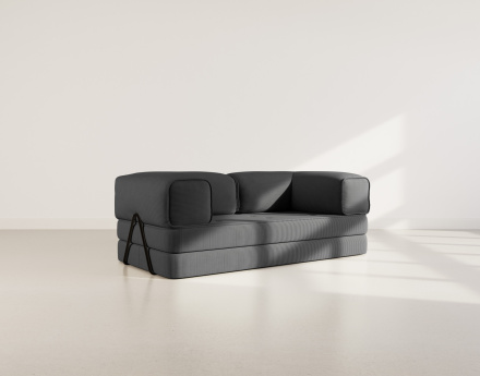 Canapé 3 places convertible en velours côtelé Poppy