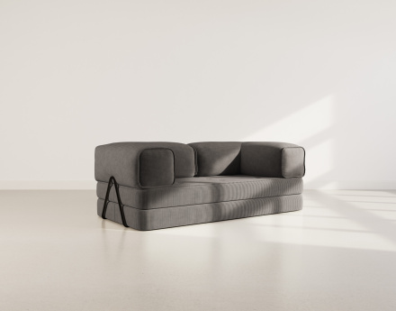 Canapé 3 places convertible en velours côtelé Poppy