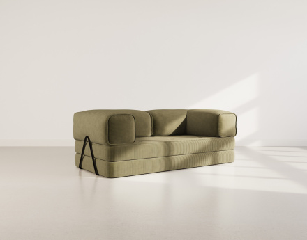 Canapé 3 places convertible en velours côtelé Poppy