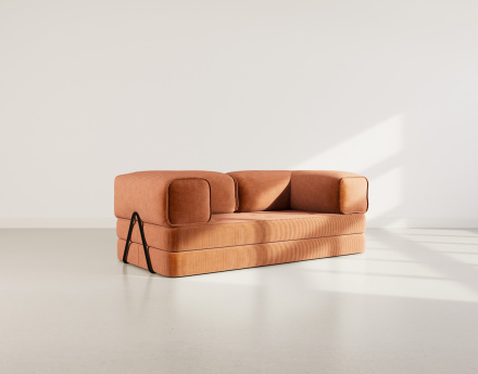 Canapé 3 places convertible en velours côtelé Poppy