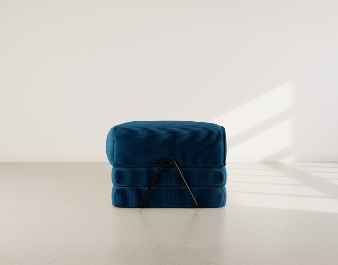 Canapé 3 places convertible en velours côtelé Poppy