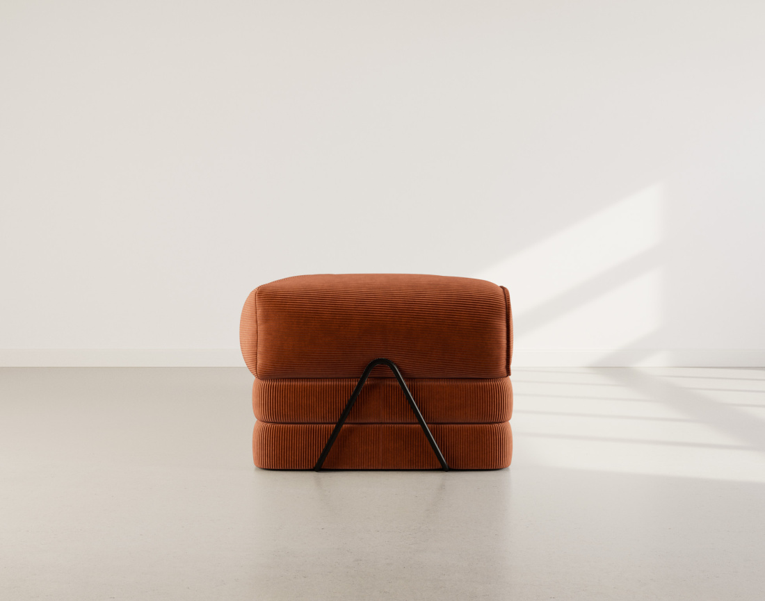 Canapé 3 places convertible en velours côtelé Poppy