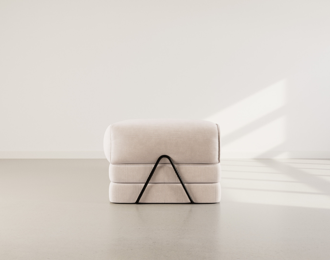 Canapé 3 places convertible en velours côtelé Poppy