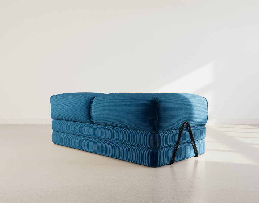 Canapé 3 places convertible en velours côtelé Poppy