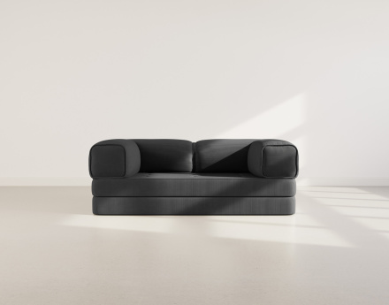 Canapé 3 places convertible en velours côtelé Poppy