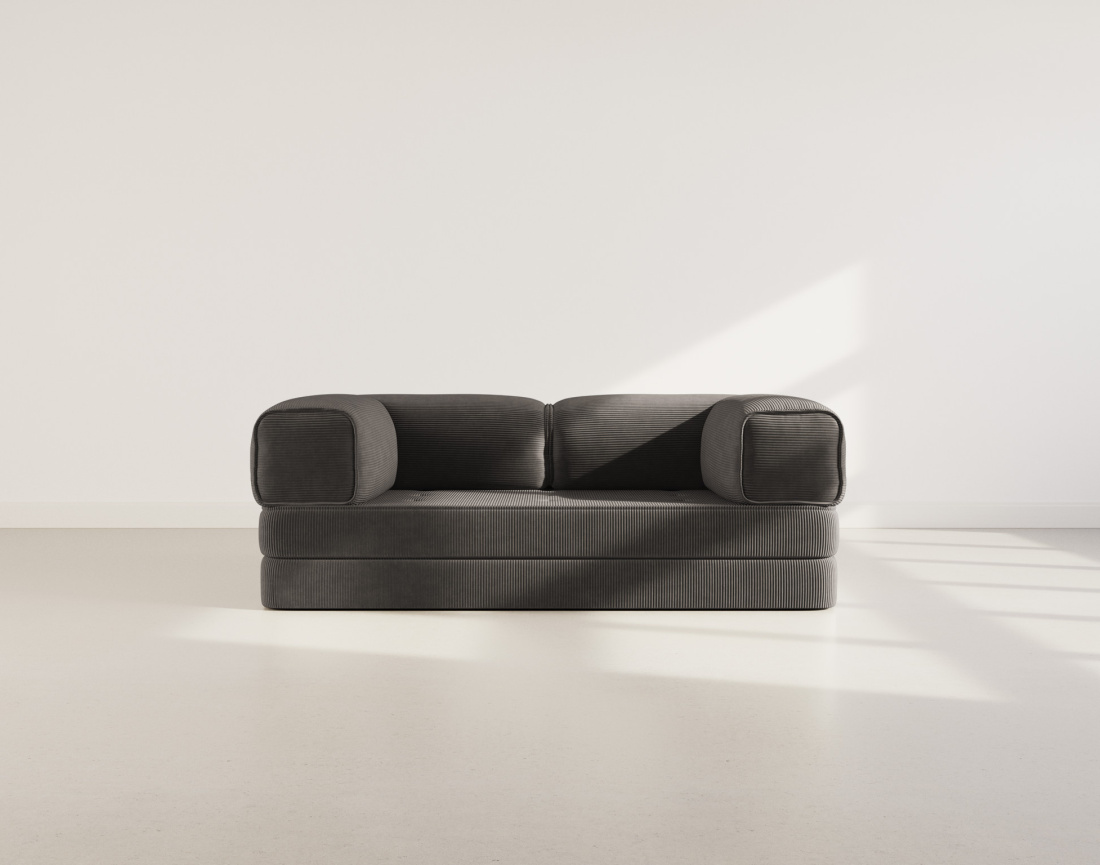 Canapé 3 places convertible en velours côtelé Poppy