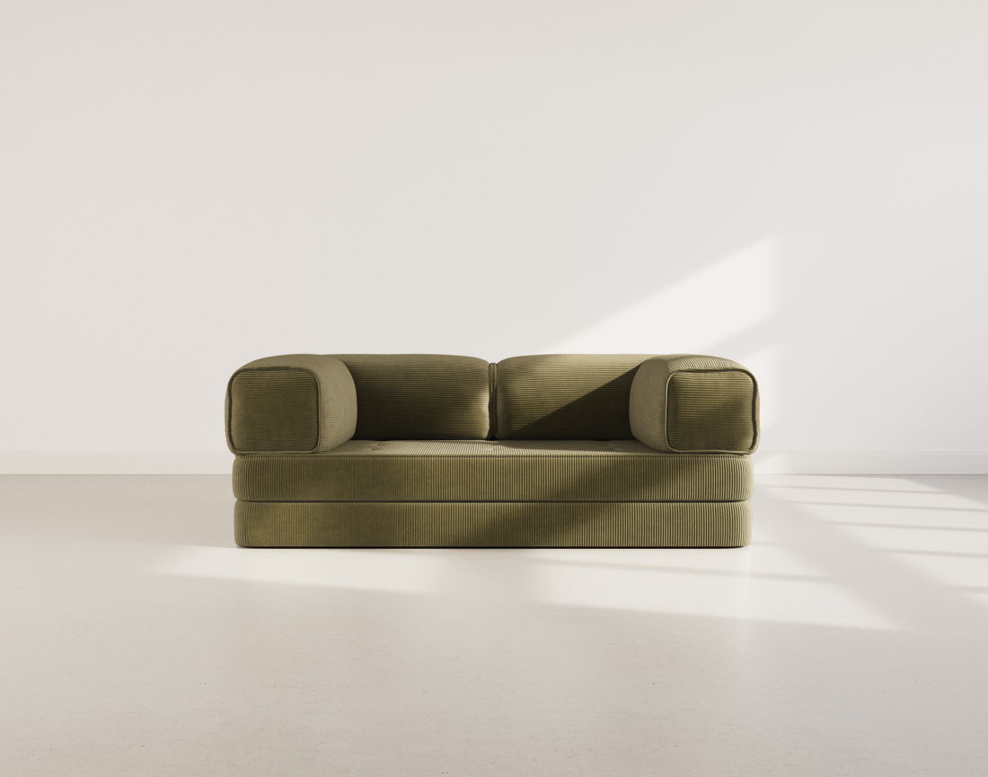 Canapé 3 places convertible en velours côtelé Poppy