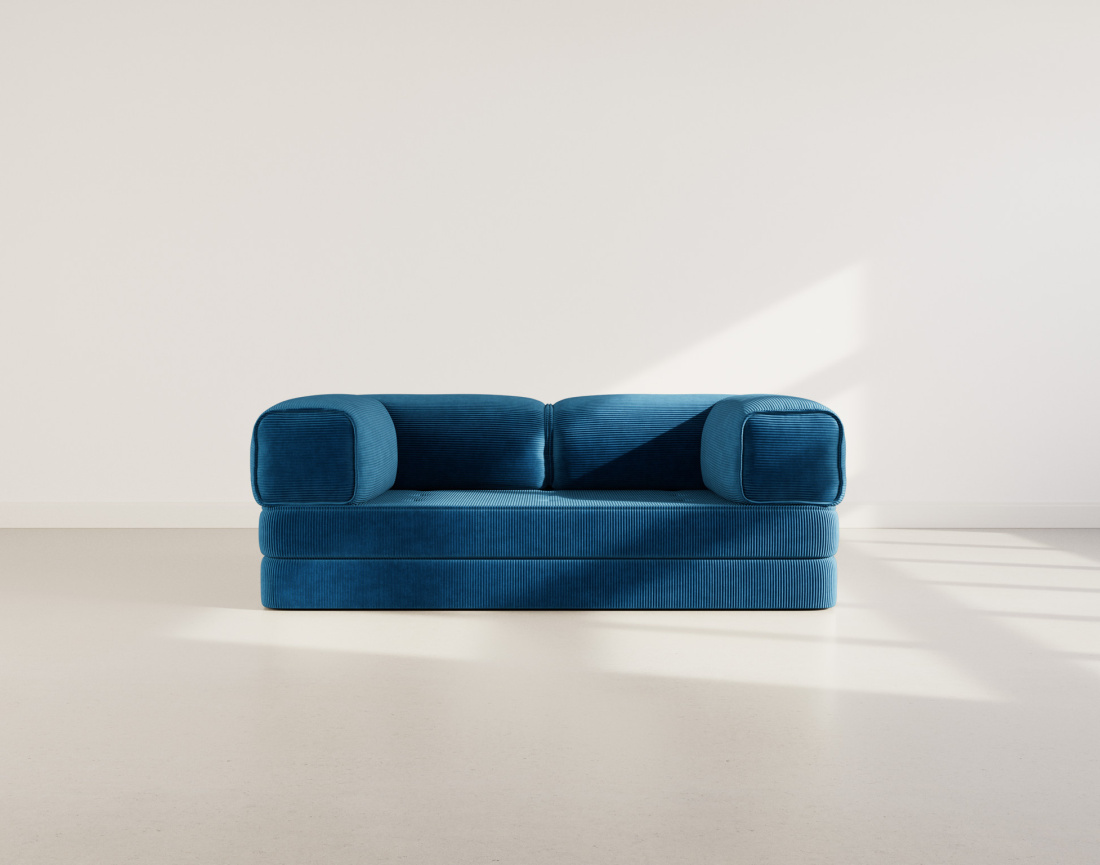 Canapé 3 places convertible en velours côtelé Poppy