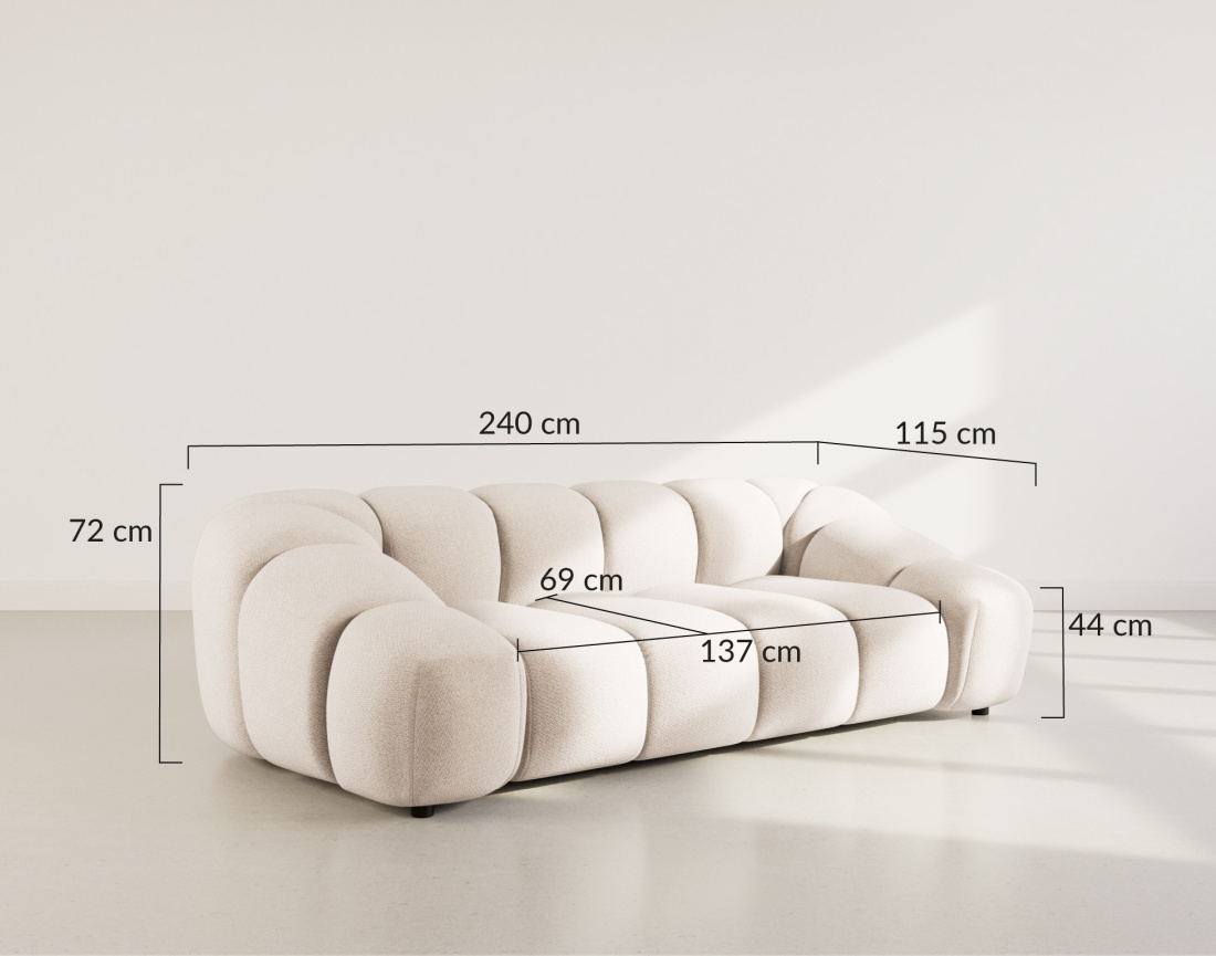 Canapé 3 places en velours texturé Ava