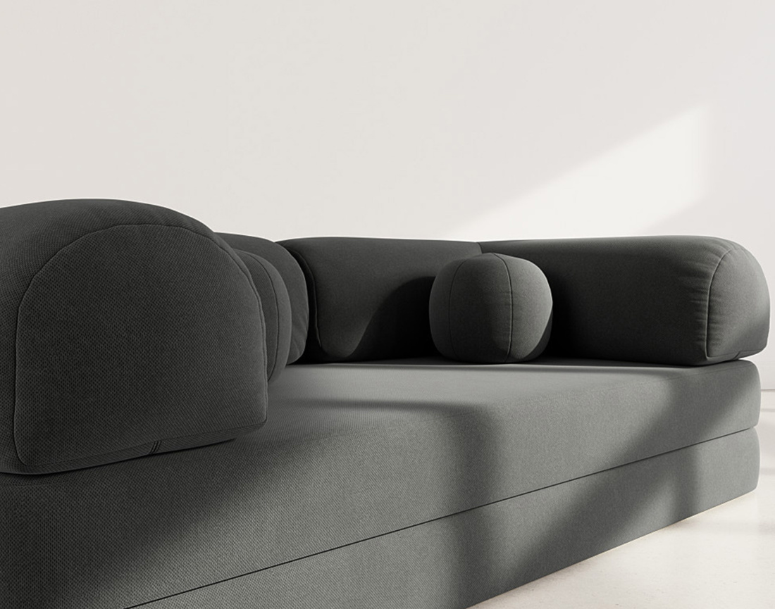 Canapé 3 places convertible en velours texturé Nebula