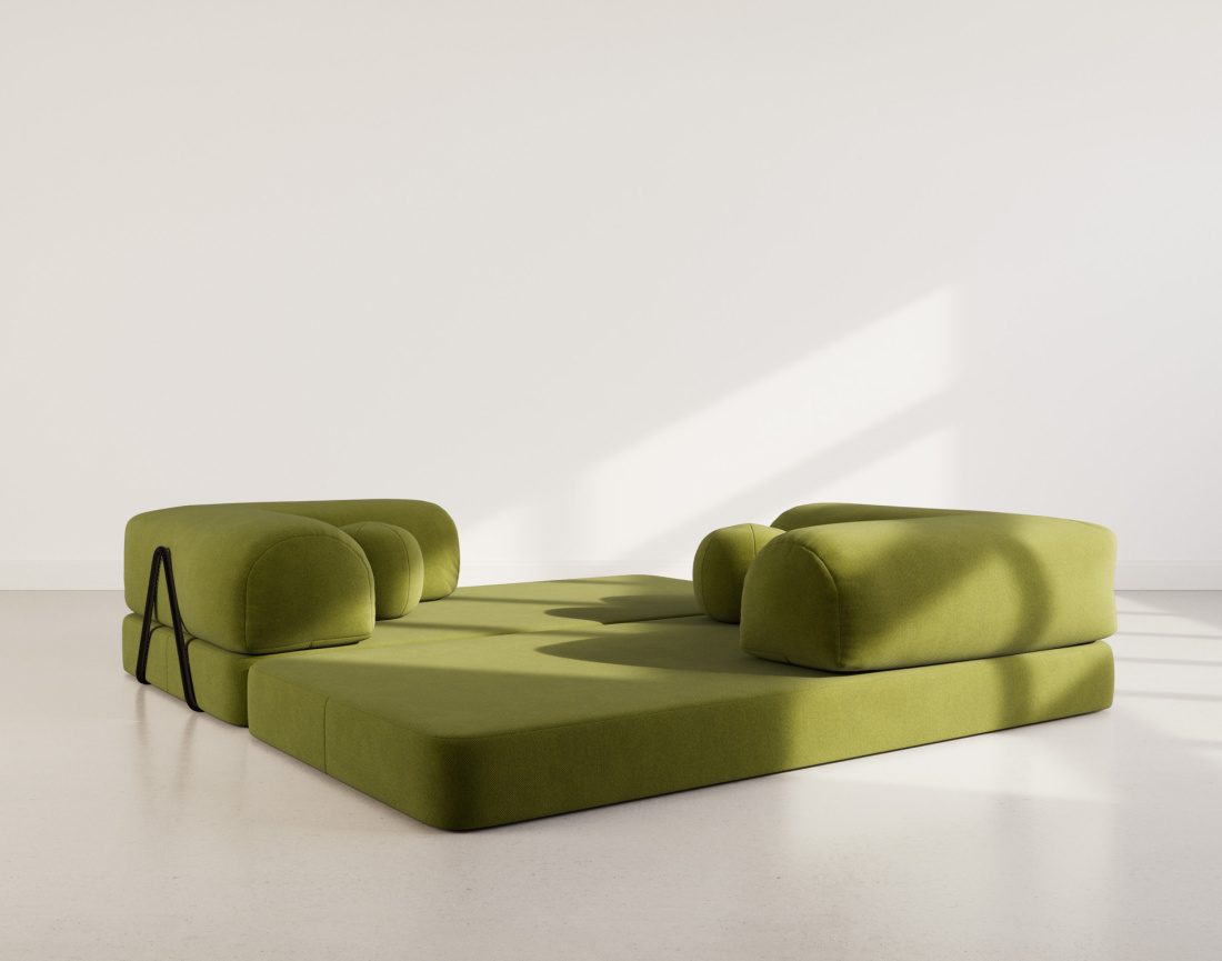 Canapé 3 places convertible en velours texturé Nebula