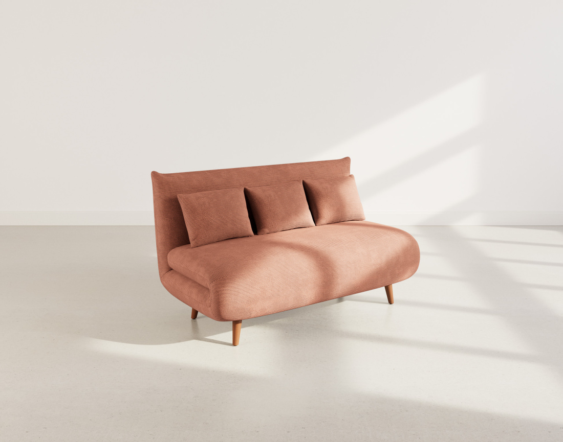 Banquette convertible clic-clac 2 places en velours côtelé Lumi