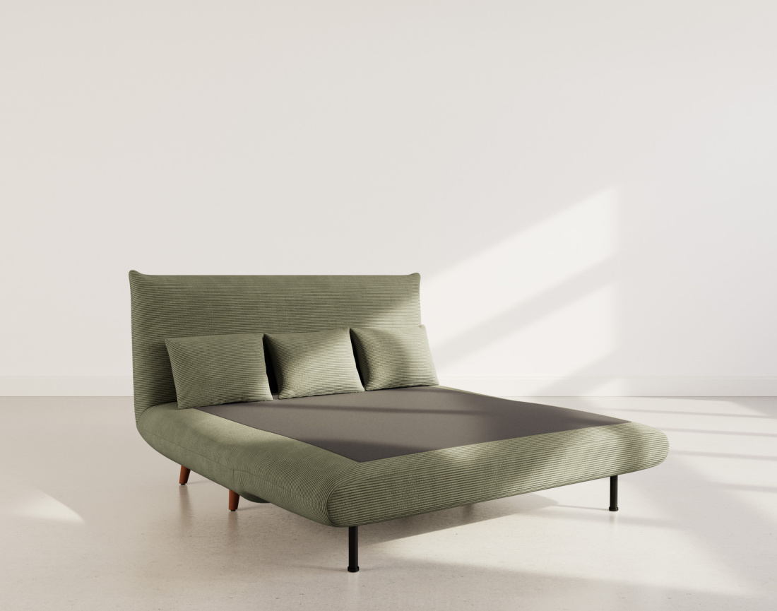 Banquette convertible clic-clac 2 places en velours côtelé Lumi