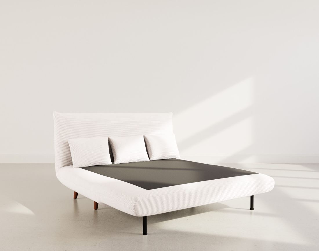 Banquette convertible clic-clac 2 places en velours côtelé Lumi