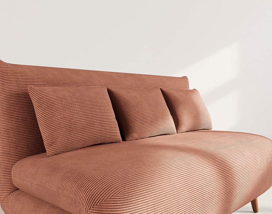 Banquette convertible clic-clac 2 places en velours côtelé Lumi