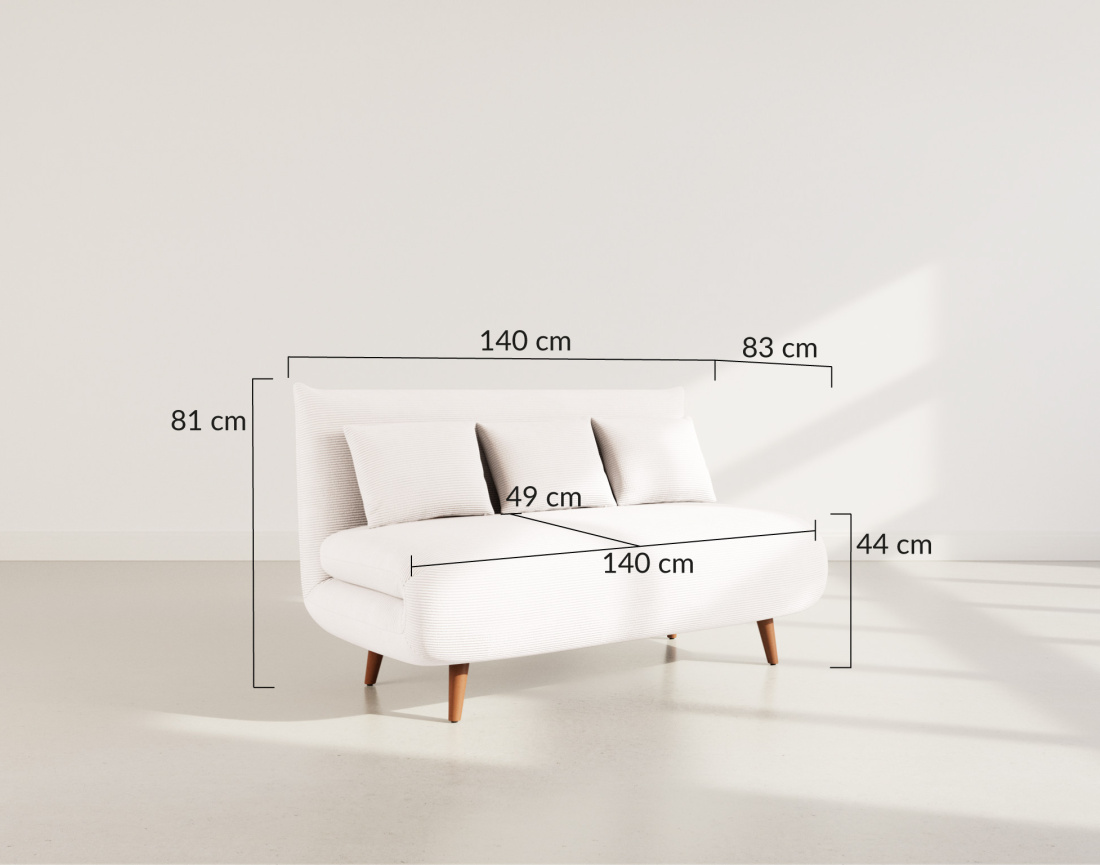 Banquette convertible clic-clac 2 places en velours côtelé Lumi