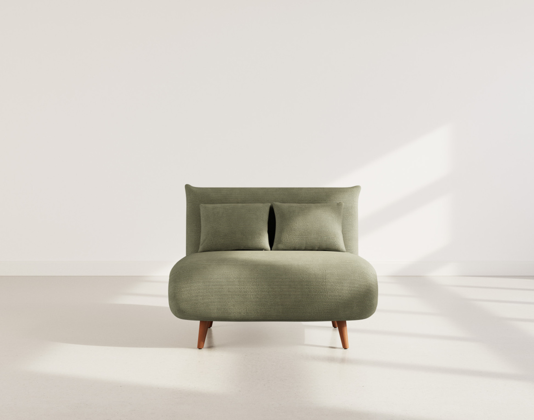 Banquette convertible clic-clac 1 place en velours côtelé Lumi