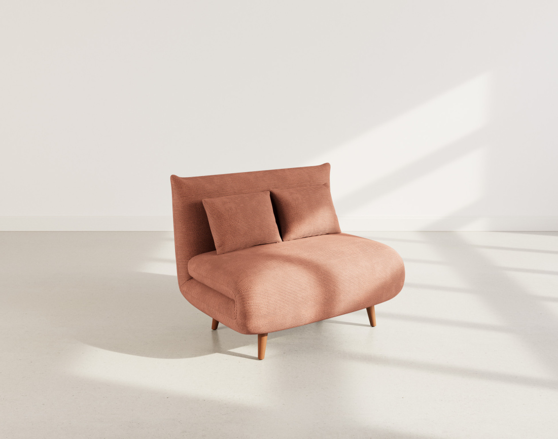 Banquette convertible clic-clac 1 place en velours côtelé Lumi