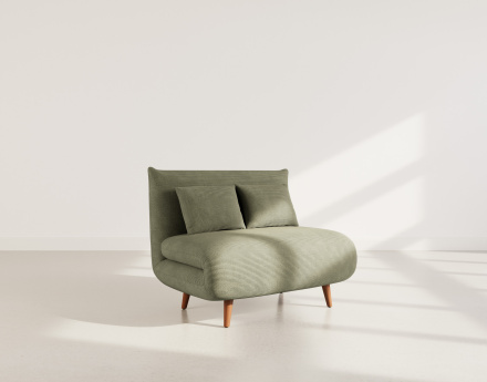 Banquette convertible clic-clac 1 place en velours côtelé Lumi