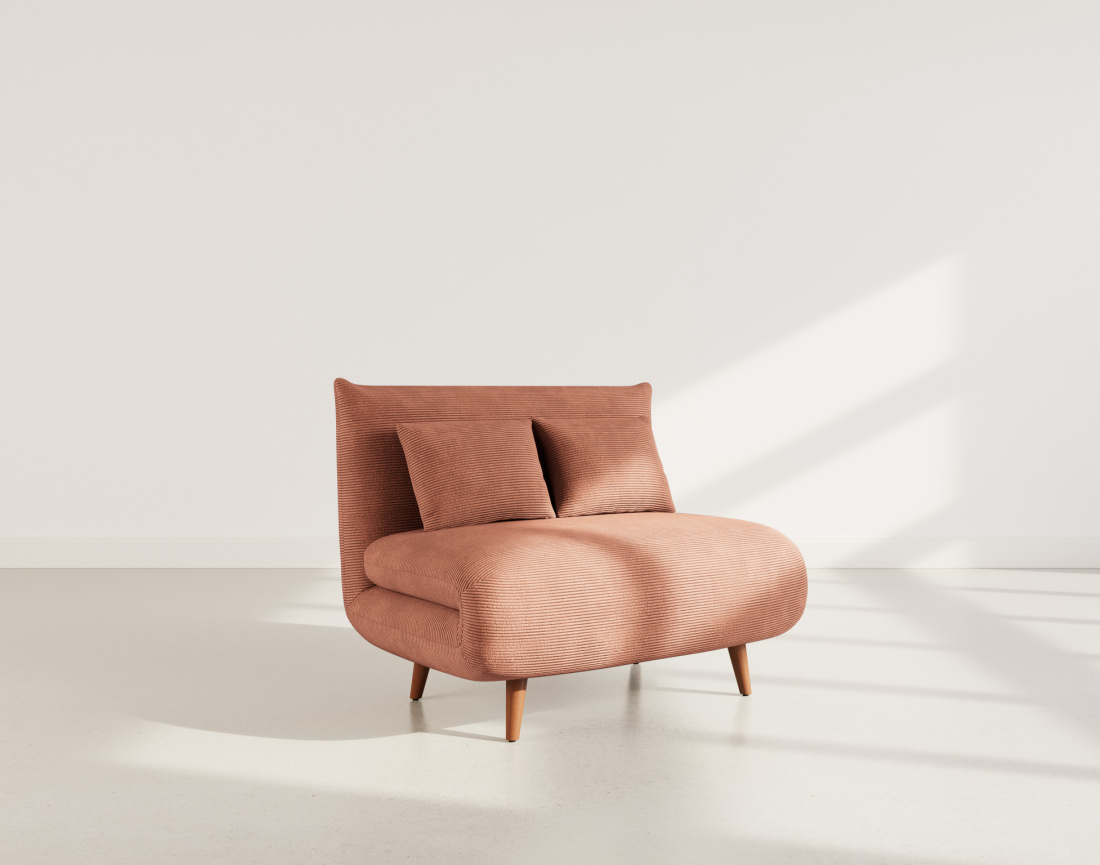 Banquette convertible clic-clac 1 place en velours côtelé Lumi