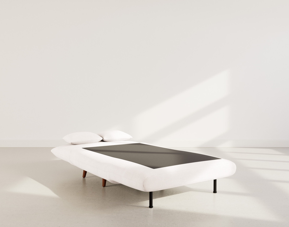 Banquette convertible clic-clac 1 place en velours côtelé Lumi