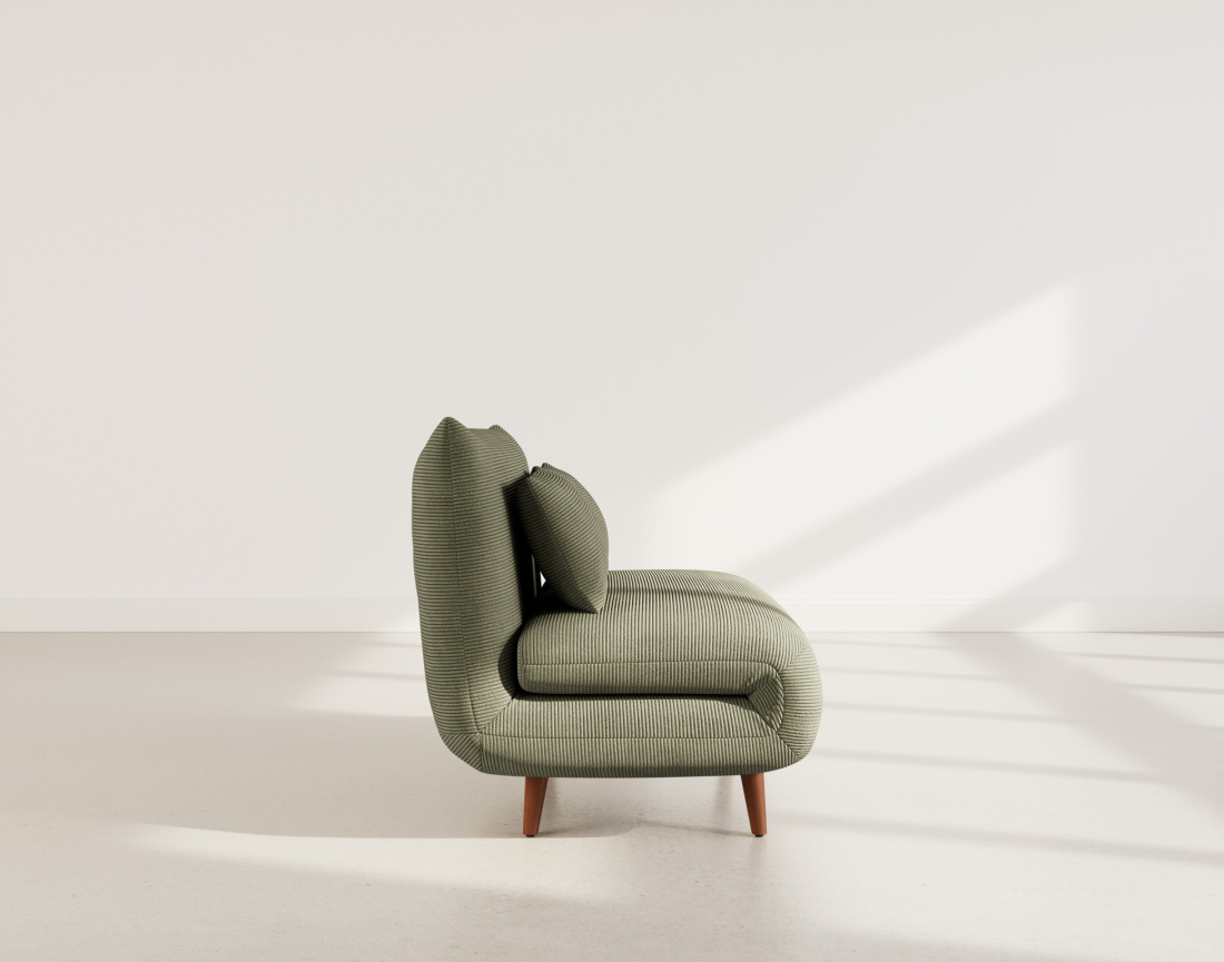 Banquette convertible clic-clac 1 place en velours côtelé Lumi