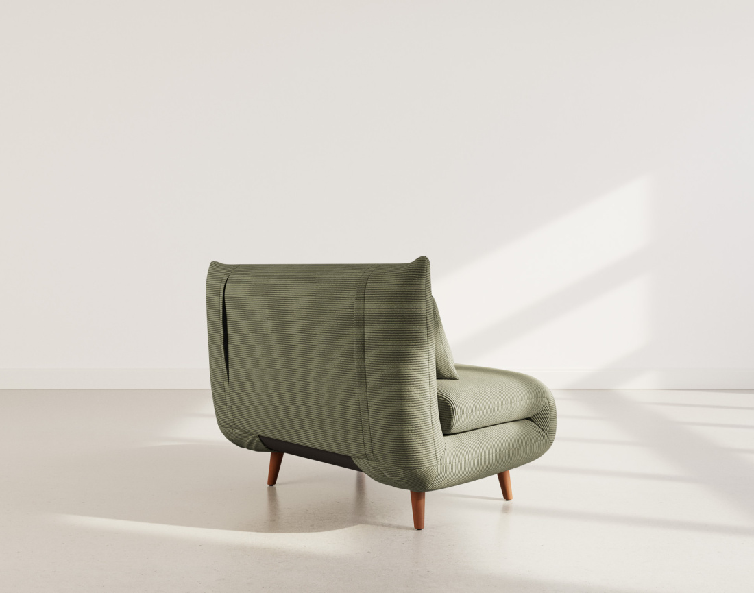 Banquette convertible clic-clac 1 place en velours côtelé Lumi