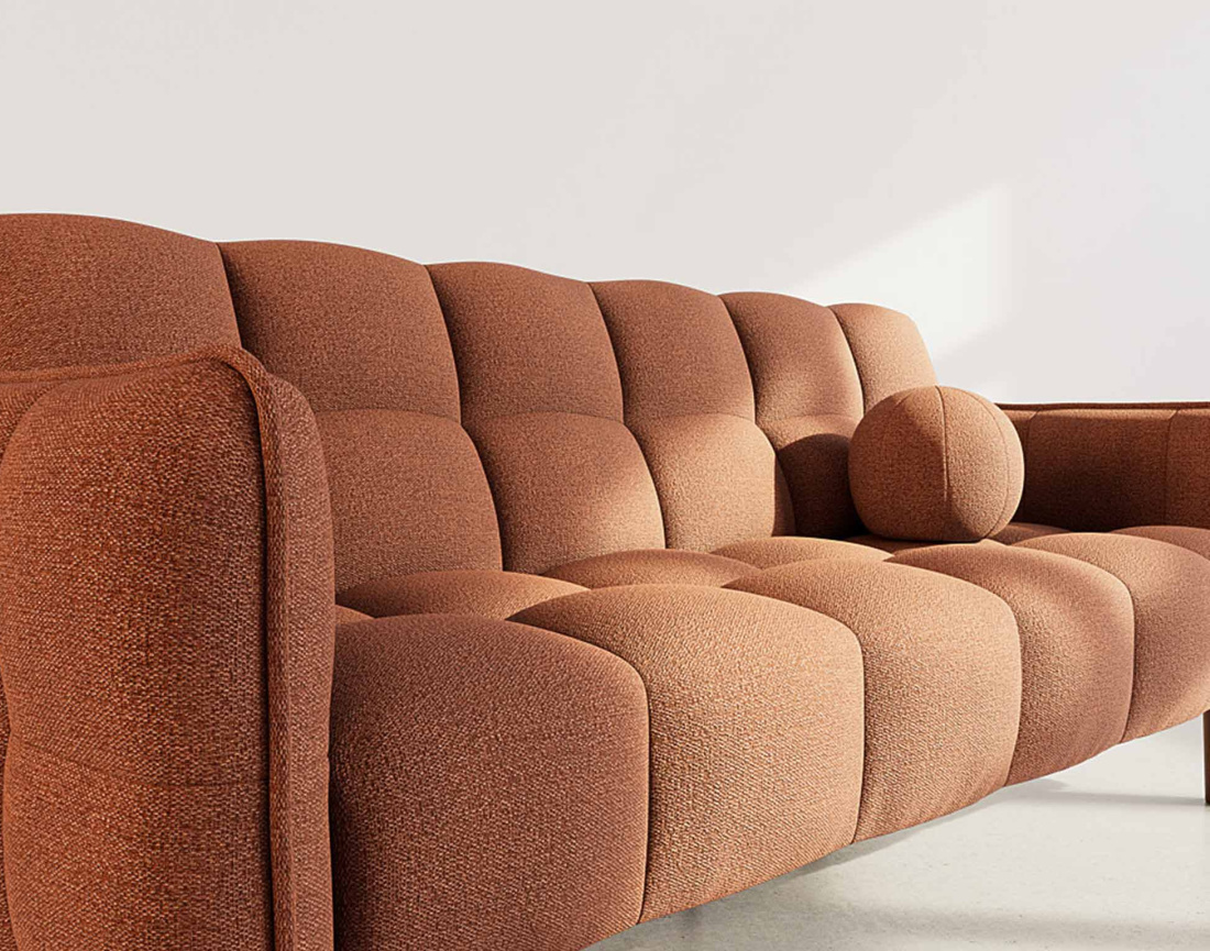 Canapé convertible clic-clac 2 places en tissu texturé Adam