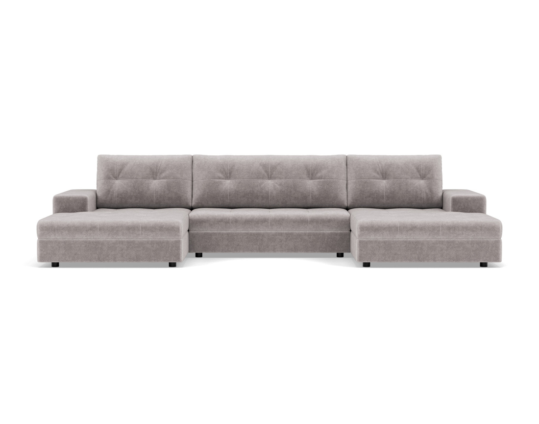Canapé panoramique en U 7 places convertible avec coffre en velours texturé Bastian