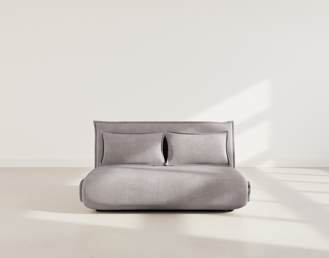 Banquette 2 places convertible clic-clac en velours côtelé Candice