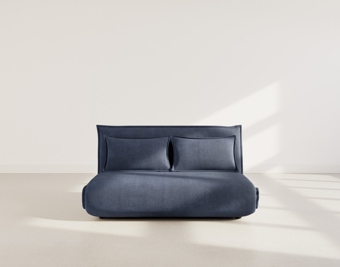 Banquette 2 places convertible clic-clac en velours côtelé Candice