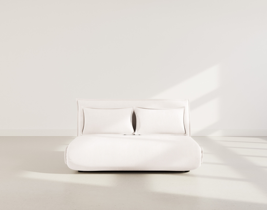 Banquette 2 places convertible clic-clac en velours côtelé Candice