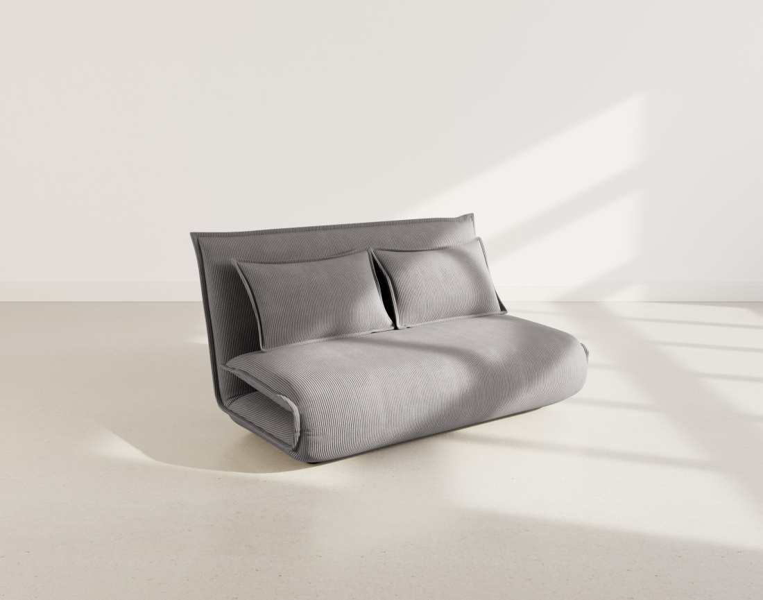 Banquette 2 places convertible clic-clac en velours côtelé Candice