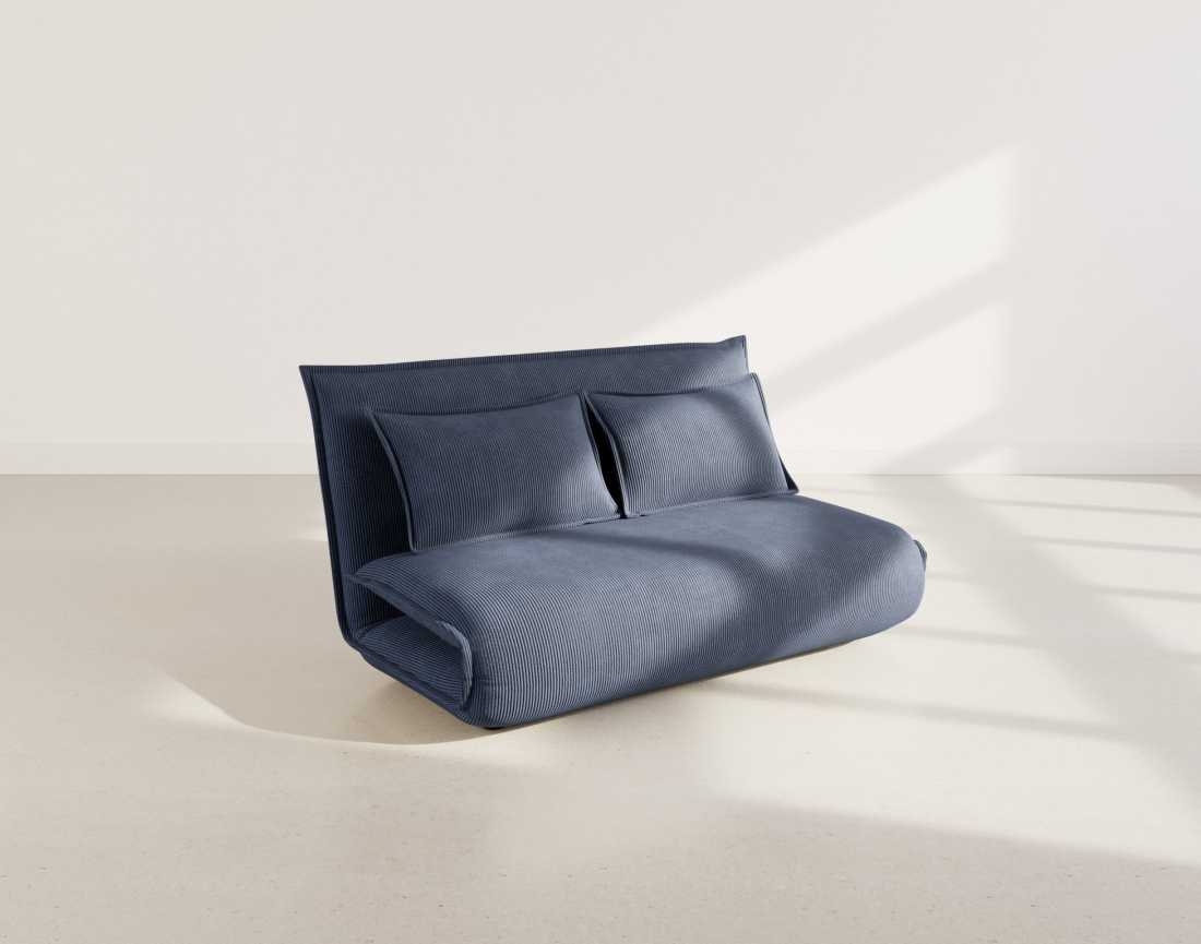 Banquette 2 places convertible clic-clac en velours côtelé Candice