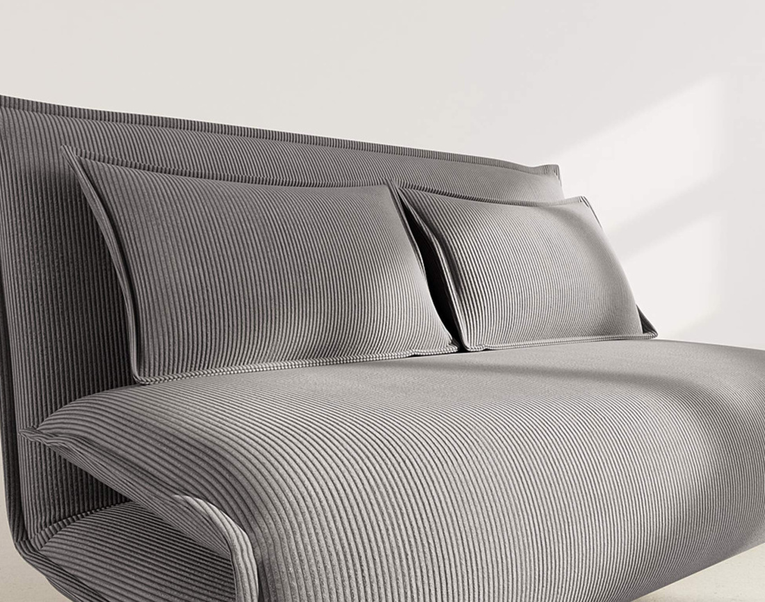 Banquette 2 places convertible clic-clac en velours côtelé Candice