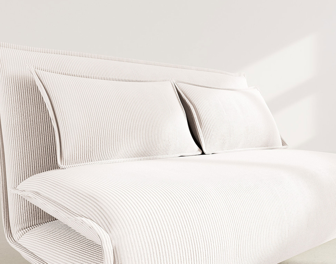 Banquette 2 places convertible clic-clac en velours côtelé Candice