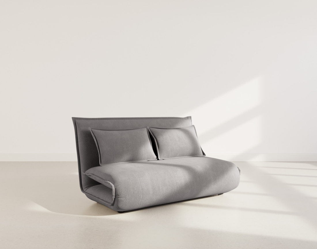 Banquette 2 places convertible clic-clac en velours côtelé Candice